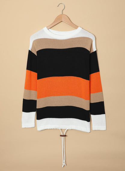 Dokotoo Halloween Womens Sweaters Striped Classic Casual Fall Sweaters 2025 Clothes Winter Long Sleeve Shirts Fashion Trendy Cute Tops Outfits Soft Comfy Loose Women's Orange