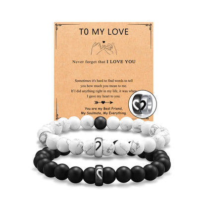 UNGENT THEM Matching Couples Bracelets Stuff Promise Long Distance Relationship Sentimental Christmas I Love You Valentines Day Gifts for Him Her Boyfriend Girlfriend Women Men His Hers Bf Gf