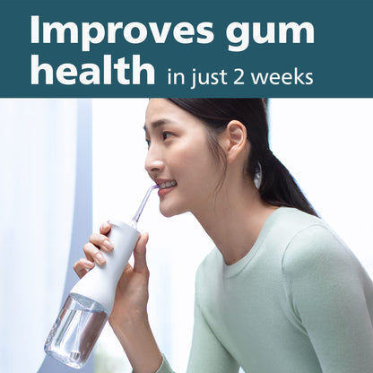 Philips Sonicare Cordless Power Flosser 3000 - Water Flosser with Innovative Quad Stream Technology, Oral Irrigator with 2 Flossing Modes and 3 Pressure Levels, IPX7 Waterproof, Black, HX3826/23