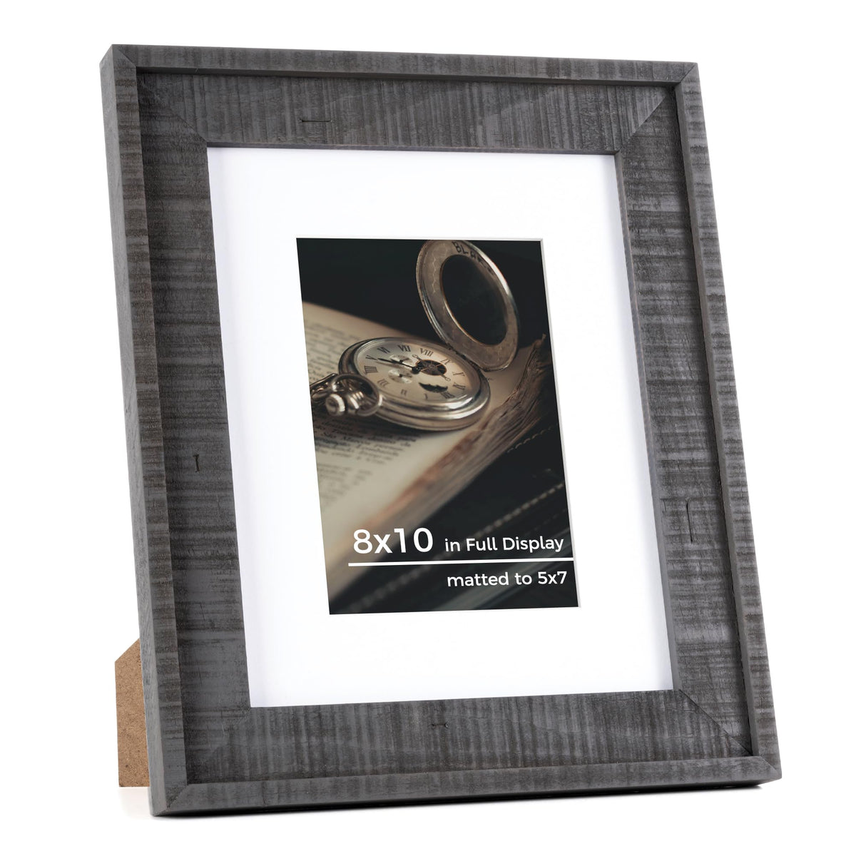 8x10 Wood Picture Frame, 8x10 inch Photo Frame with 5x7 Removable Mat, Distressed Rustic Country Style with Chisel Marks, High Definition Tempered Glass, Vertical and Horizontal Display, Wall Hook Hanging Hardware Included, Grey