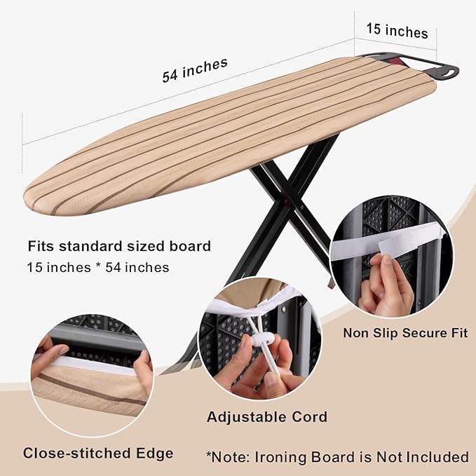Seiritex Ironing Board Cover and Pad 15 x 54 inch, Heat Reflective