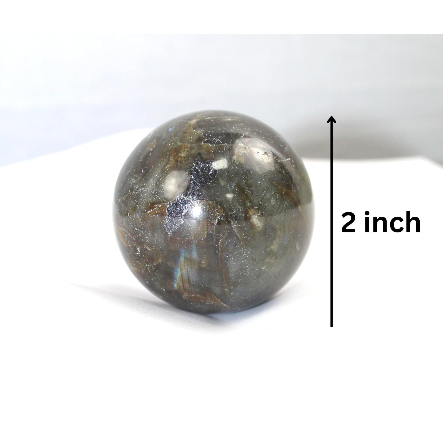 Jet Labradorite Crystal Ball 50-55 mm | Natural Labradorite Sphere with Stand for Positive Energy, Reiki Healing, Meditation, Aura Protection, Home Décor & Spiritual Gifts