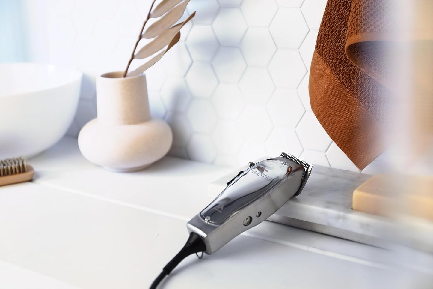Andis 01815 Professional Master Adjustable Blade Hair Clipper, Carbon Steel T-Blade - Silver