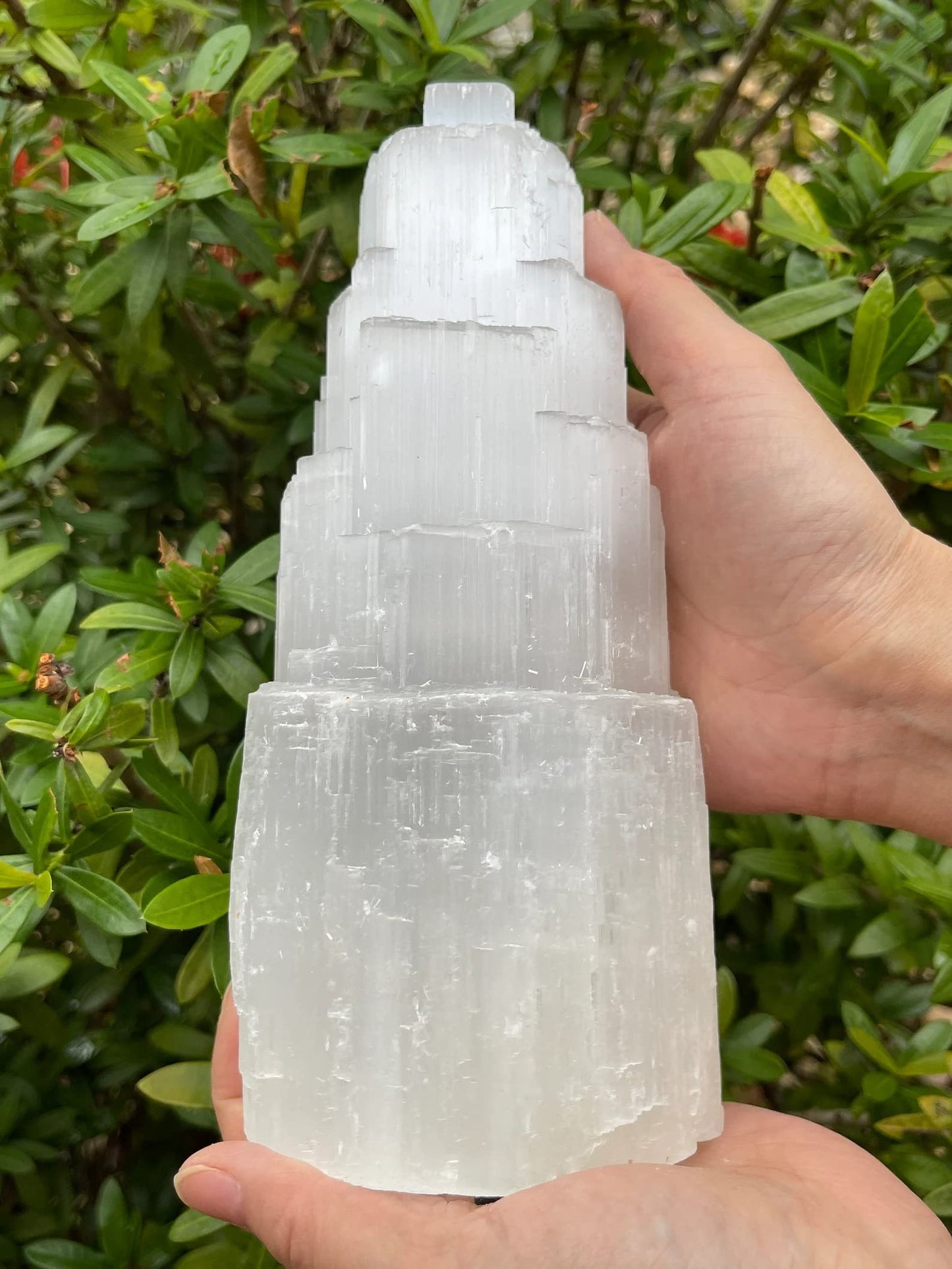 GAF TREASURES Selenite Skyscraper Tower Light – Natural White Healing Crystal, Choose Size 6", 8", 10", 12", 16" (15-17")