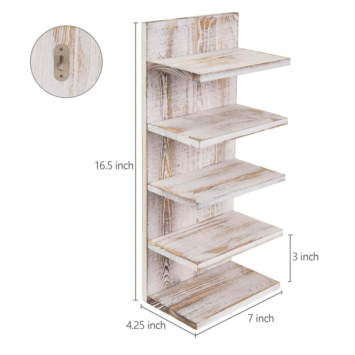 MyGift Sunglasses Organizer for Wall, Wooden Eyeglasses and Sunglass Holder Rack, 5-Tier Whitewashed Wood Eyewear Storage Display Shelf for Closet Entryway or Retail Showcase