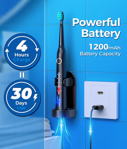 Rotating Electric Toothbrush for Adults with 8 Brush Heads (2 Types), 4 Modes Deep Clean Electric Toothbrush with Rechargeable Power and 2 Min Smart Timer, Rechargeable Last 25 Days (ZZZZZZZZ)