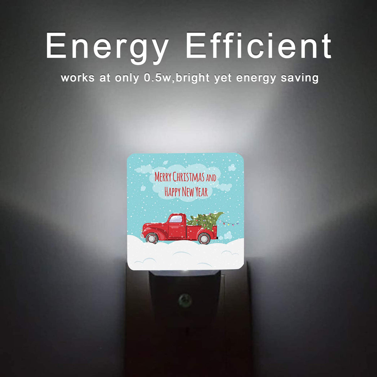 Oeaskly Christmas Décor Night Light,Retro Pickup and Christmas Tree Night Lights Plug into Wall with Dusk to Dawn Light Sensors 0.5W Dim Lamp for Bedroom