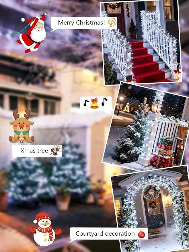 Voice Controlled Christmas Lights with Remote, 132 FT 400 LED String Lights Indoor Outdoor with 12 Modes 3 Timers, Dimmable Twinkle Light Plug in Waterproof for Xmas Tree Party Decor, Cool White
