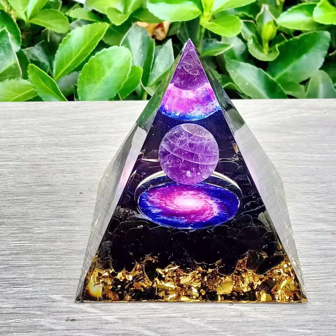 ycyingcheng Moonstone Crystal Orgone Pyramid Ogan Crystal Energy Tower, Nature Reiki Chakra Crushed Stone Jewelry, Crystal Pyramid for Home Decor (Crystal Pyramid-48)