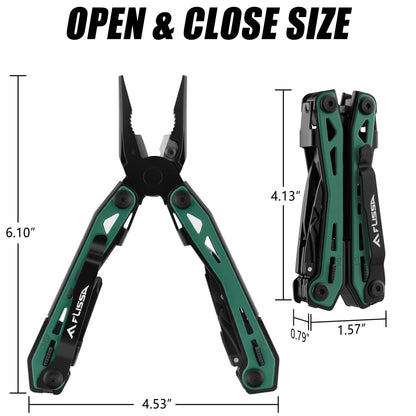 FLISSA 16-in-1 Multi Tool Pliers, Gifts for Men, Stainless Steel EDC Multitool with Pocket Knife, Belt Clip and Oxford Pouch, Self-locking Multipurpose Utility Multi-Tool for Camping Survival Outdoor