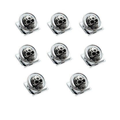 vinsiora Skull Magnetic Clips for Fridge, Set of 8 Metal Refrigerator Memo Holders, Strong Photo & Bag Clips for Kitchen Office Locker, Gothic Skull Fridge Magnets
