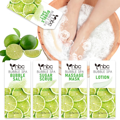 Pedicure Kit Foot Soak Set: Bubble Salt, Sugar Scrub, Massage Mask, Massage Lotion in a Box, 4 Step Foot Spa Kit for Dry Feet,Tired Feet（3 Set Tropical Fruit)