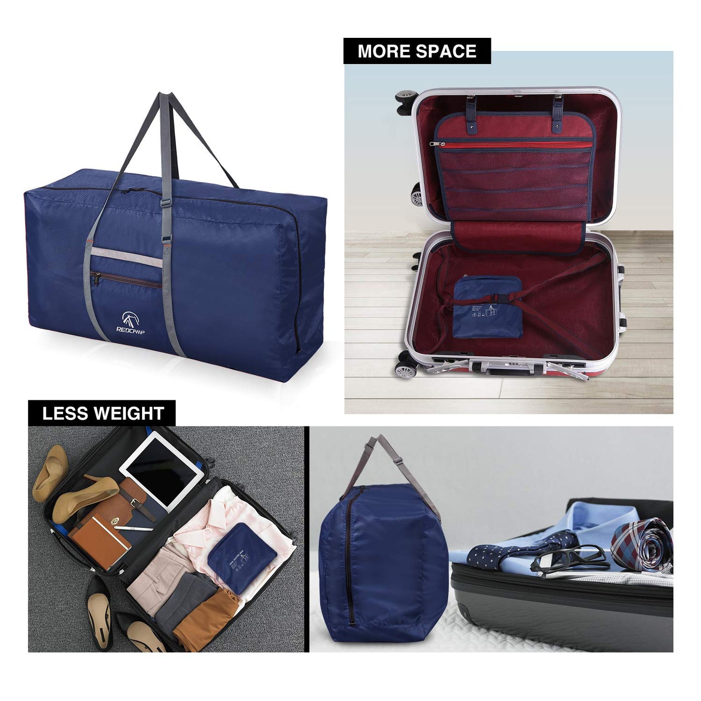 REDCAMP Foldable Extra Large Duffle Bag 100L/31 Inch, Lightweight Travel Duffel Bag with Adjustable Strap for Men Women,Dark Blue, dark blue,100L