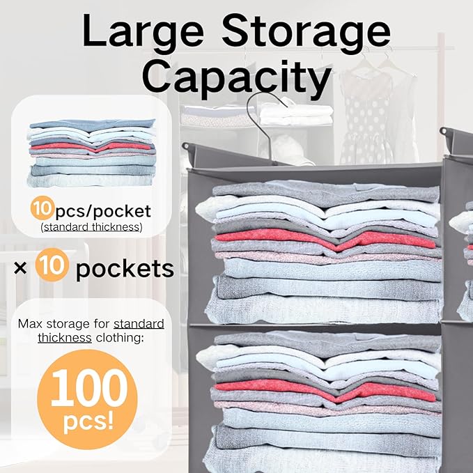 Grey 5-Tier Hanging Closet Storage Organizer