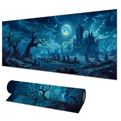 HOMETITUTE Large Mouse Pad 31.5x11.8 Inch Gaming Mousepad Moonlit Graveyard Night Art Non-Slip Keyboard Desktop Protector Mat XL Mouse Pad for Home Office Laptop Wireless Mice Accessories