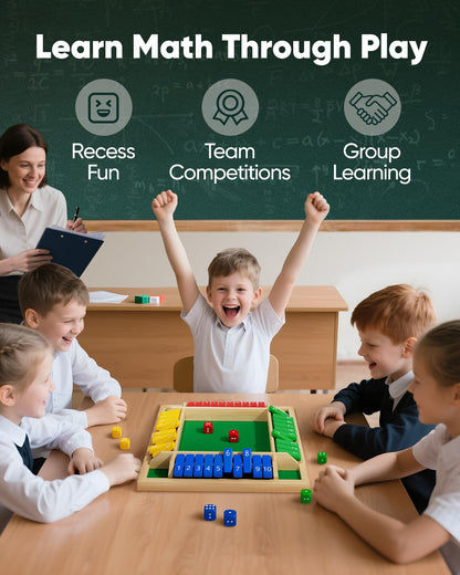 Maiji Planet Classic Original Shut The Box Game, Math Dice Board Game for Family Night Classroom Travel, Wooden Table for Group Kid Adult Senior, Camp Party Bar, Easy Quick and Fun, 2-4 Players