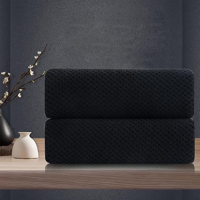 Black Hand Towels Set 2 Pack-16“x31”, Ultra Soft Microfibers Bathroom Towel Set