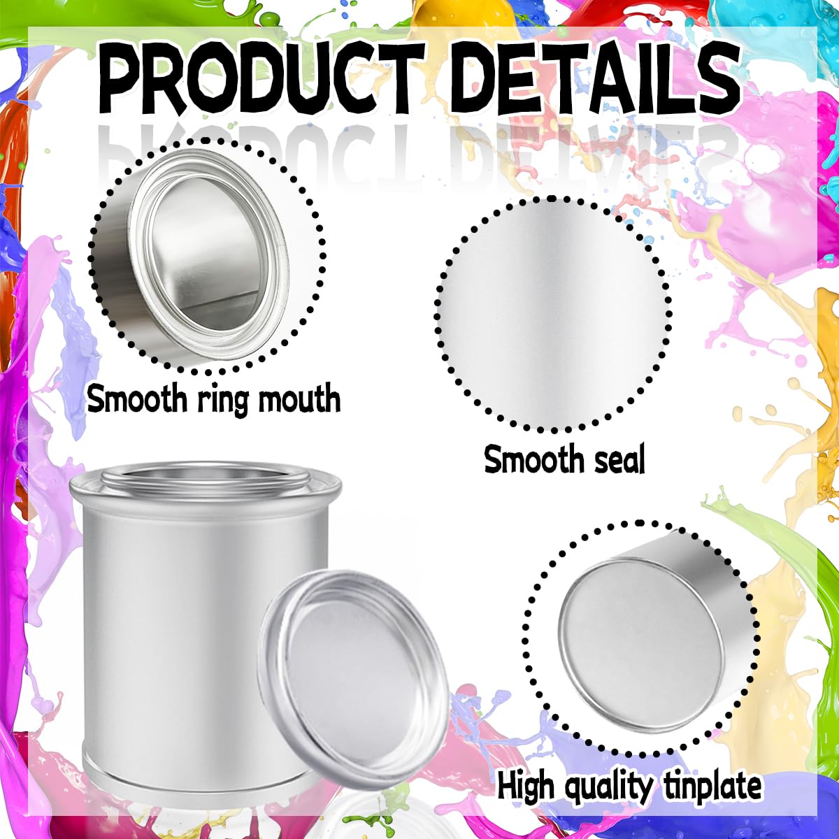 Esamploe 8 Pack Empty Metal Paint Cans with Lids(1/4 Pint Size),1/2 Cup Capacity Touch Up Paint Containers,Paint Storage Containers for Leftover Paint,Tiny Empty Unlined Pint Paint Pails