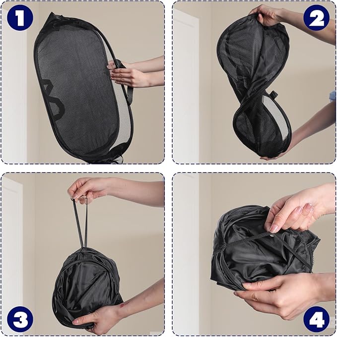 4 Pack Pop-Up Mesh Laundry Basket, Open Collapsible Laundry Baskets