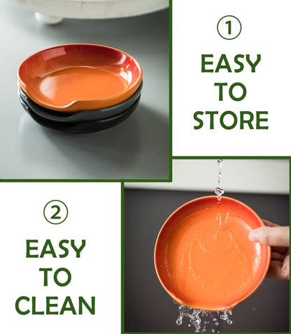 LYEOBOH Spoon Rest for Stove Top, Ceramic Kitchen Spoon Holder, 5 Inch Cute Fall Spoon Rest Cooking Ladles Rest for Spatula, Housewarming, Christmas, Mother's Day Gifts, Orange, PC1