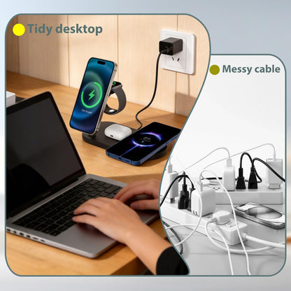 Dual Phone Wireless Charger, 30W Magnetic 4 in 1 Charging Station for Apple Devices, Charging Stand for iPhone 17/16/15/14/13/12 Series, Support for Apple Watch11/10 for AirPods4