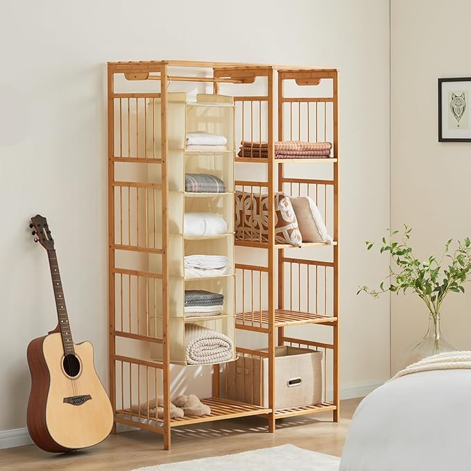 YOUDENOVA Hanging Closet Organizer, 6-Shelf Closet Hanging Shelves