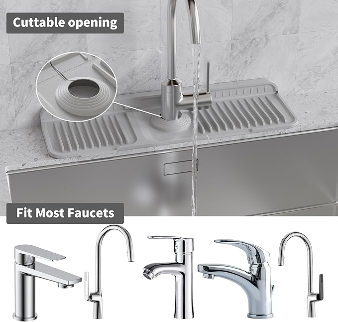 WAFT YEARN 17X5 Inch Silicone Durable Faucet Mat Kitchen Sink Splash Guard