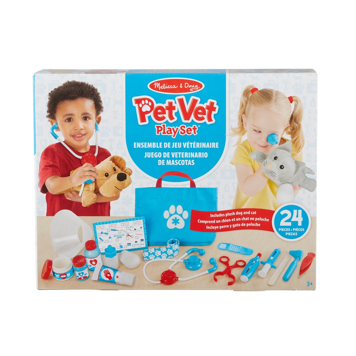 Melissa & Doug Pet Vet Set for Kids Toys | Pretend Play Vet Kit for Kids | Dog & Cat Plush Stuffed Animal Toys for 3 Year Old Gifts | Role Play Toys for 3+ Year Old Girls or Boys 3-6