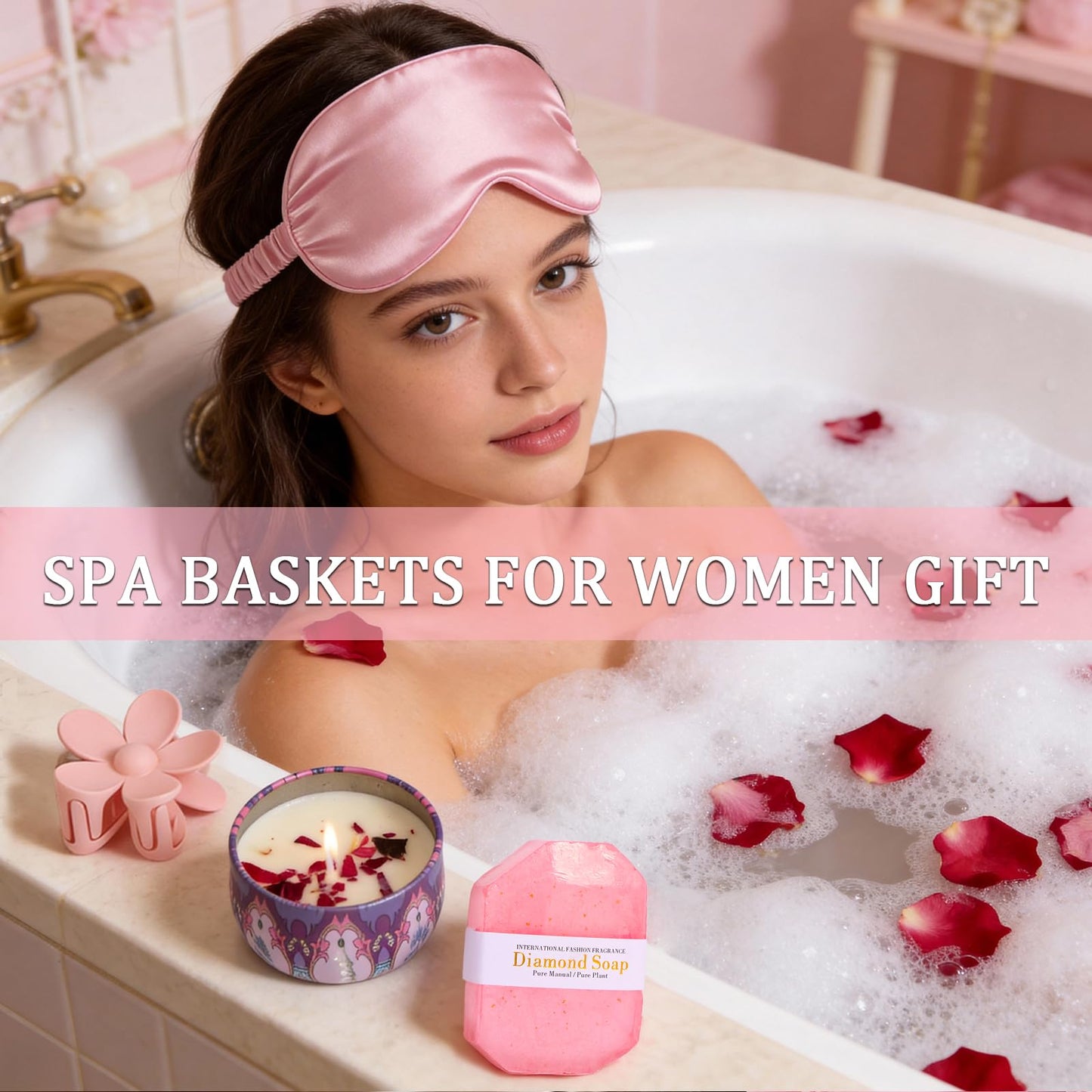 Birthday Gifts for Women Spa Care Package, Get Well Soon Gift Baskets Thinking of You Sympathy Gift, Self Care Basket w/ Luxury Flannel Blanket 16 Oz Glass Mother Day Gifts for Her Sister Wife Friend