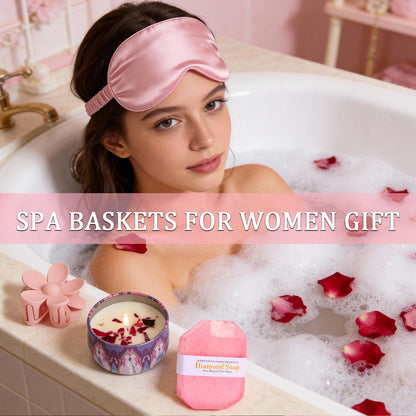 Birthday Gifts for Women Spa Care Package, Get Well Soon Gift Baskets Thinking of You Sympathy Gift, Self Care Basket w/ Luxury Flannel Blanket 16 Oz Glass Mother Day Gifts for Her Sister Wife Friend