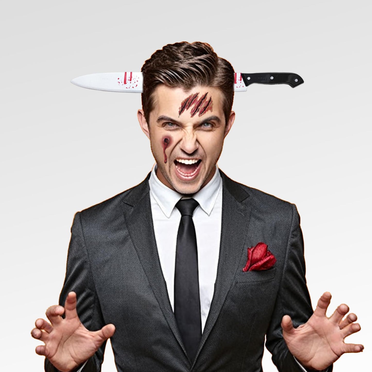 Rotumaty Halloween Scary Costume Accessories Bloody Headband (Bloody Knife/Syringe/Scissors) Funny Headwear Through Head Toys (Knife)