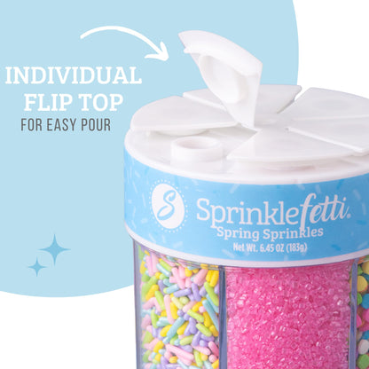 Sweets Indeed Valentines Sprinkles 6-Cell Jar | Heart Sprinkles, Red White Pink Jimmies & Sanding Sugar | Baking & Decorating | 6.45 ounces