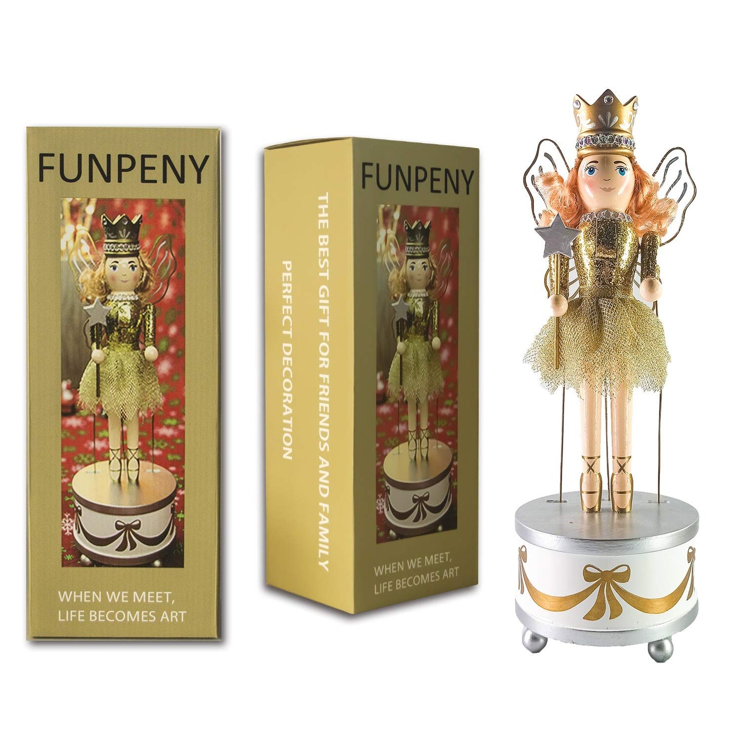 FUNPENY Classic Queen Ballet Dancer Nutcracker, Festive Collectible Nutcracker with Music Box, 12" Tall