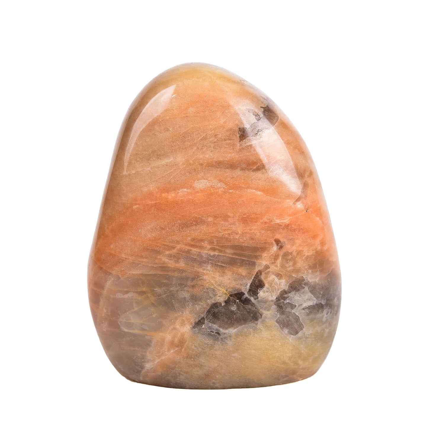 AMOYSTONE Peach Moonstone Ornament Polished Crystal Tower Slab Orange Healing Reiki Home Decor, Single Irregular 1~1.4 LBS,Student Mineral Specimen