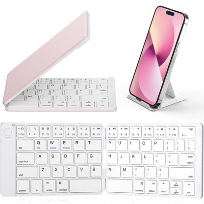 Samsers Foldable Bluetooth Keyboard - Portable Wireless Keyboard with Stand Holder, Rechargeable Full Size Ultra Slim Folding, Compatible iOS Android Windows Smartphone Tablet and Laptop - Black