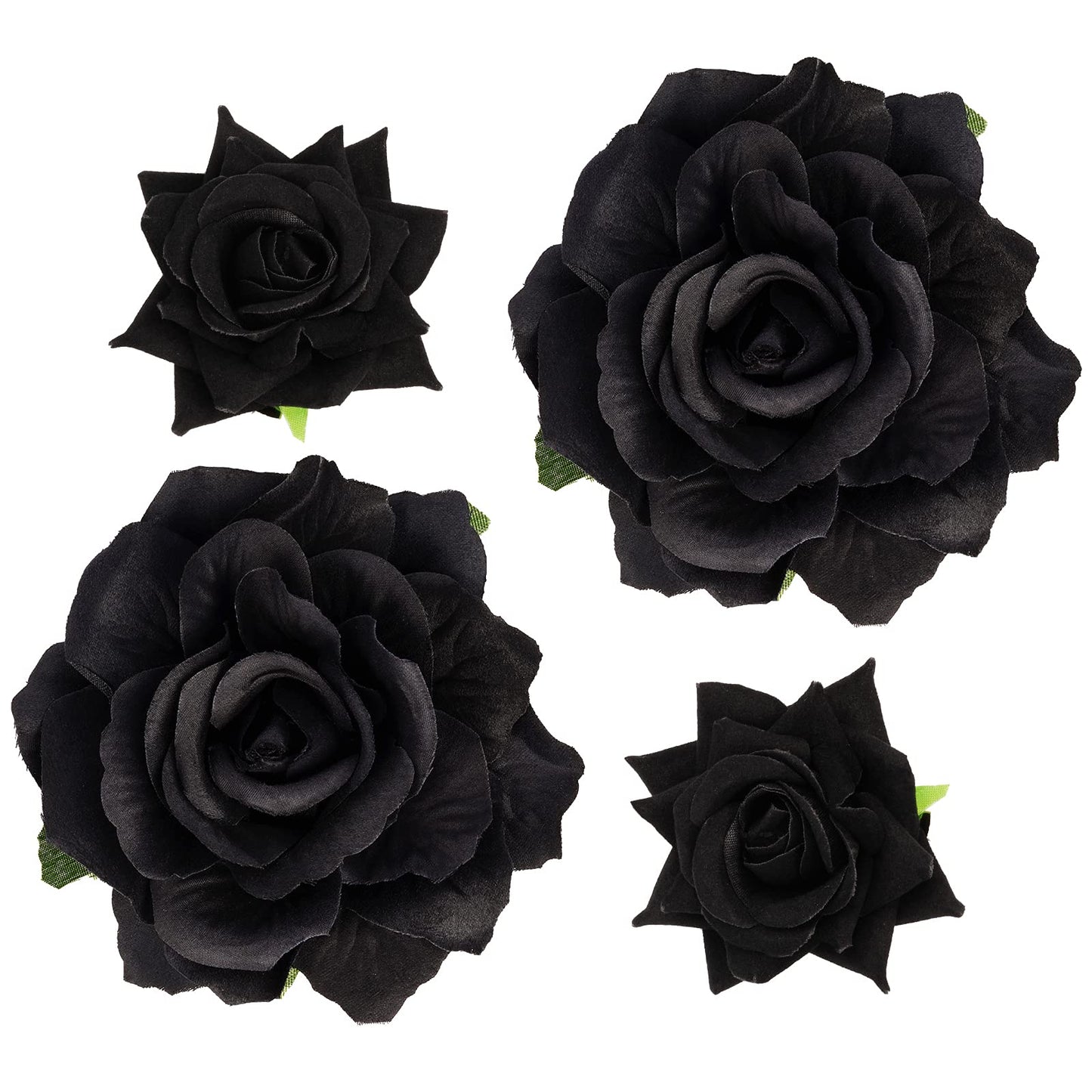 Topbuti Rose Hair Clip Flower Hairpin Brooch, 4 Pcs Fabric Floral Clips Mexican Hair Flowers Pin up Headpieces for Woman Girl Wedding Party Mother's Day (Black)