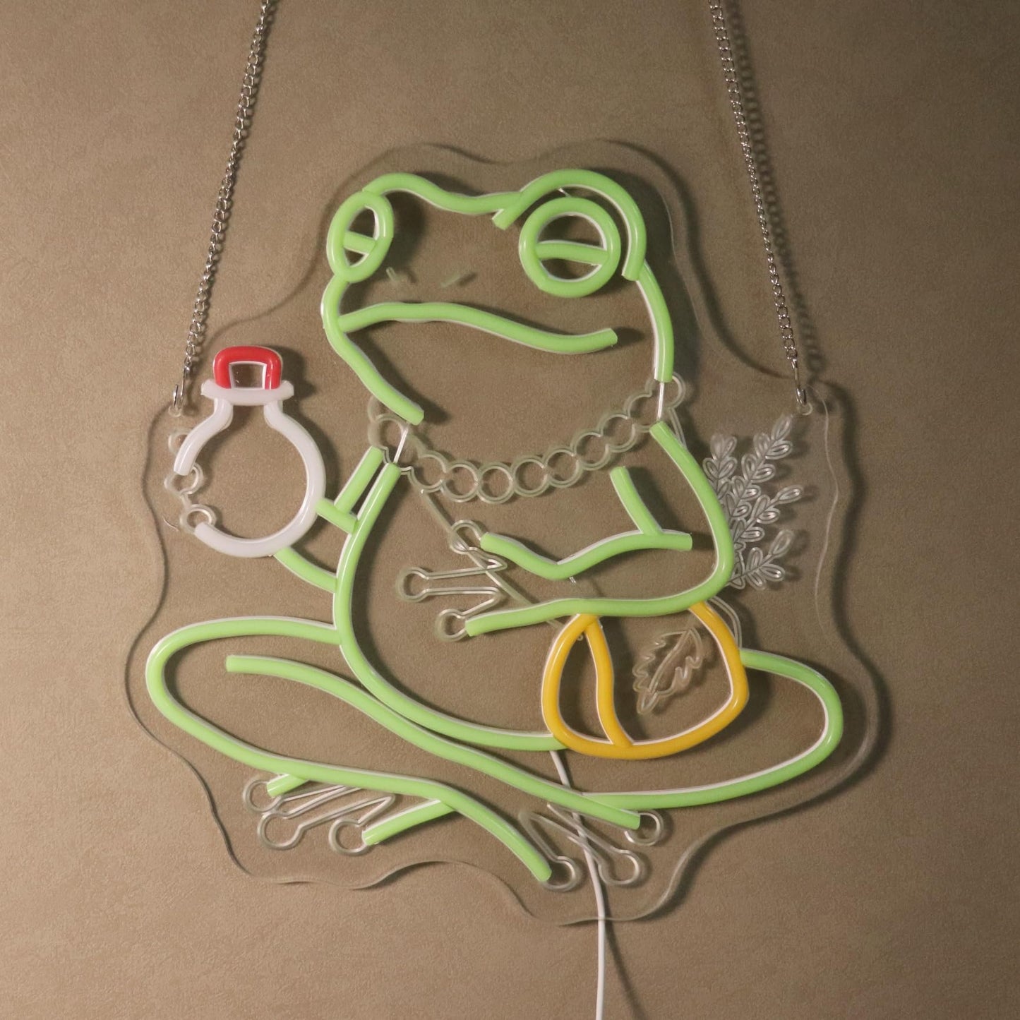 "Meditating Frog" Zen Neon Light for Game Room Study – Serene LED Wall Art for Yoga Lounge, Dimmable USB, Peaceful Gift for Gamers