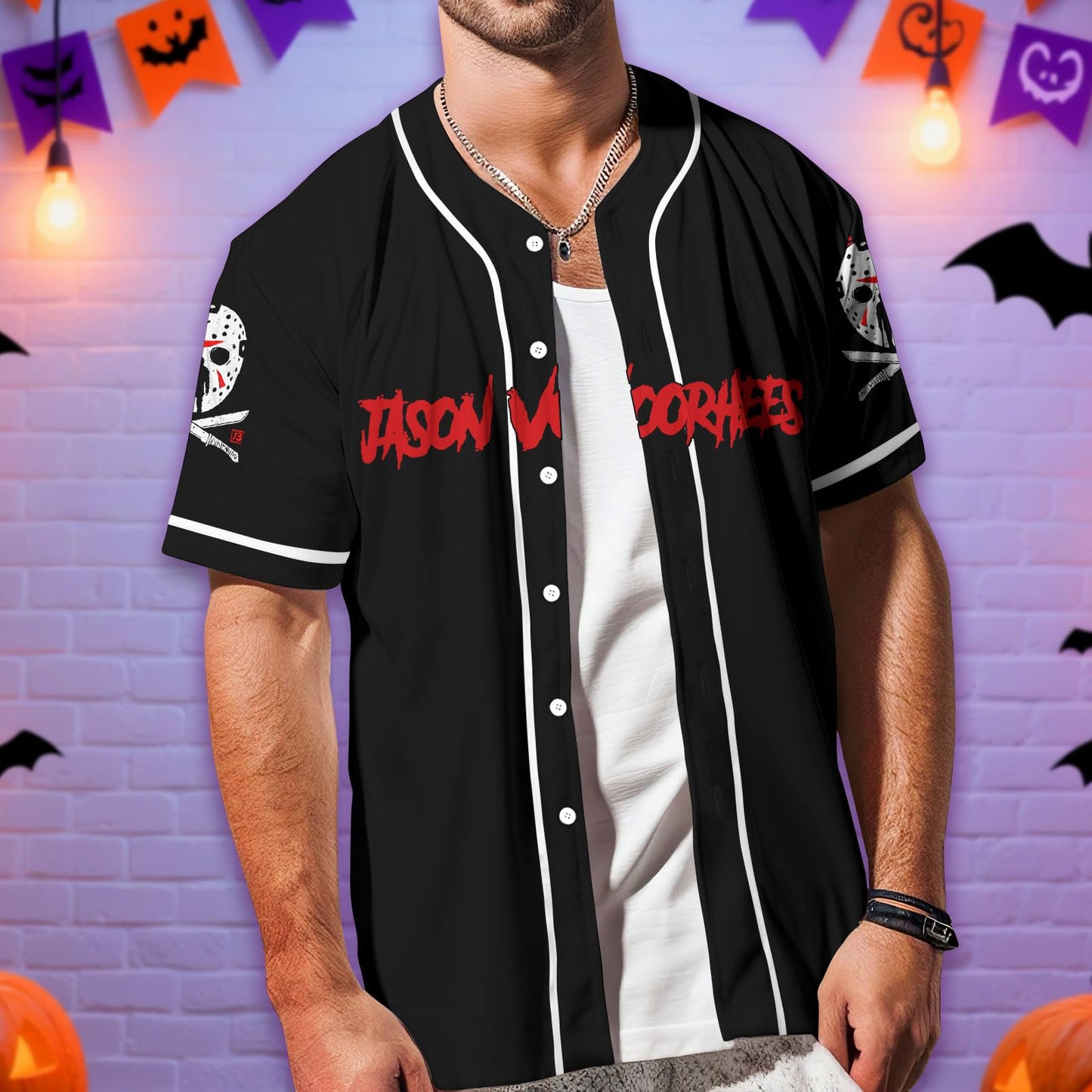 fat mummy Jason Horror Baseball Jerseys Shirt Scary Movie Halloween Shirt Gifts for Movie Lover (L) Black-White…