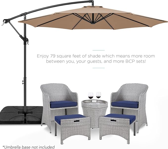 Best Choice Products 10ft Offset Hanging Market Patio Umbrella w/Easy Tilt Adjustment, Polyester Shade, 8 Ribs for Backyard, Poolside, Lawn and Garden - Tan
