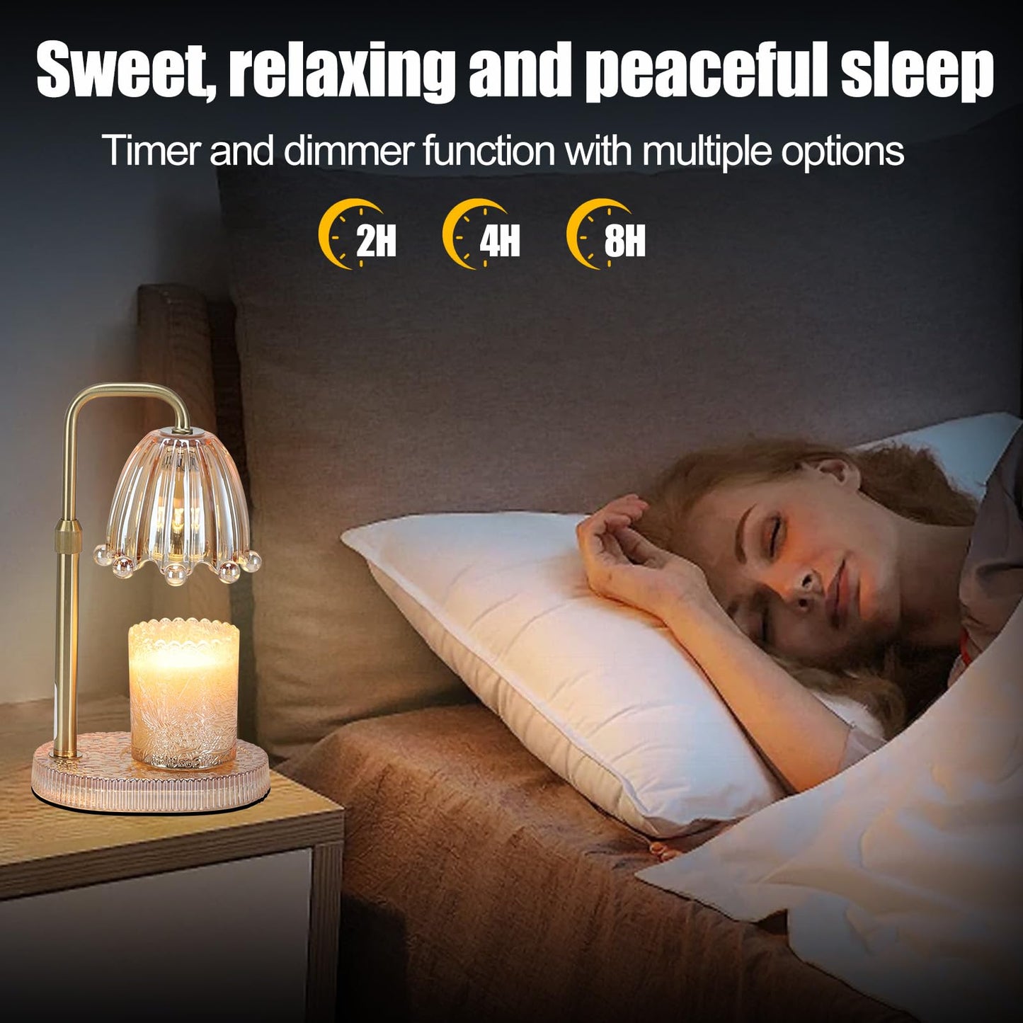 Maromamix Candle Warmer Lamp with Timer - Electric Wax Melt Warmer with Adjustable Height and Dimmer for Scented Candle Wax, Home Fragrance Décor and House Warming Birthday Gifts for Women Mom