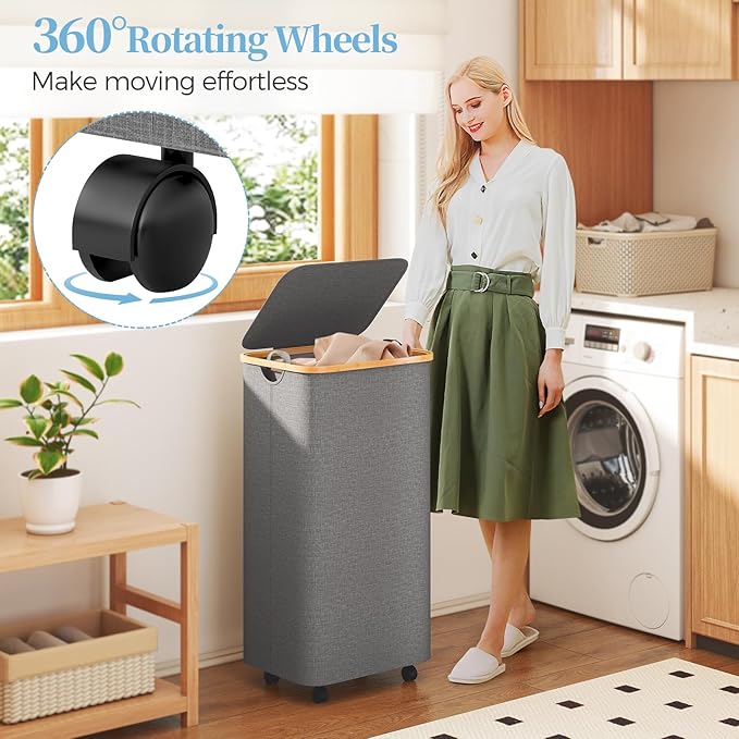 Yecaye 100L Large Capacity Laundry Hamper – Foldable Rolling Laundry Basket