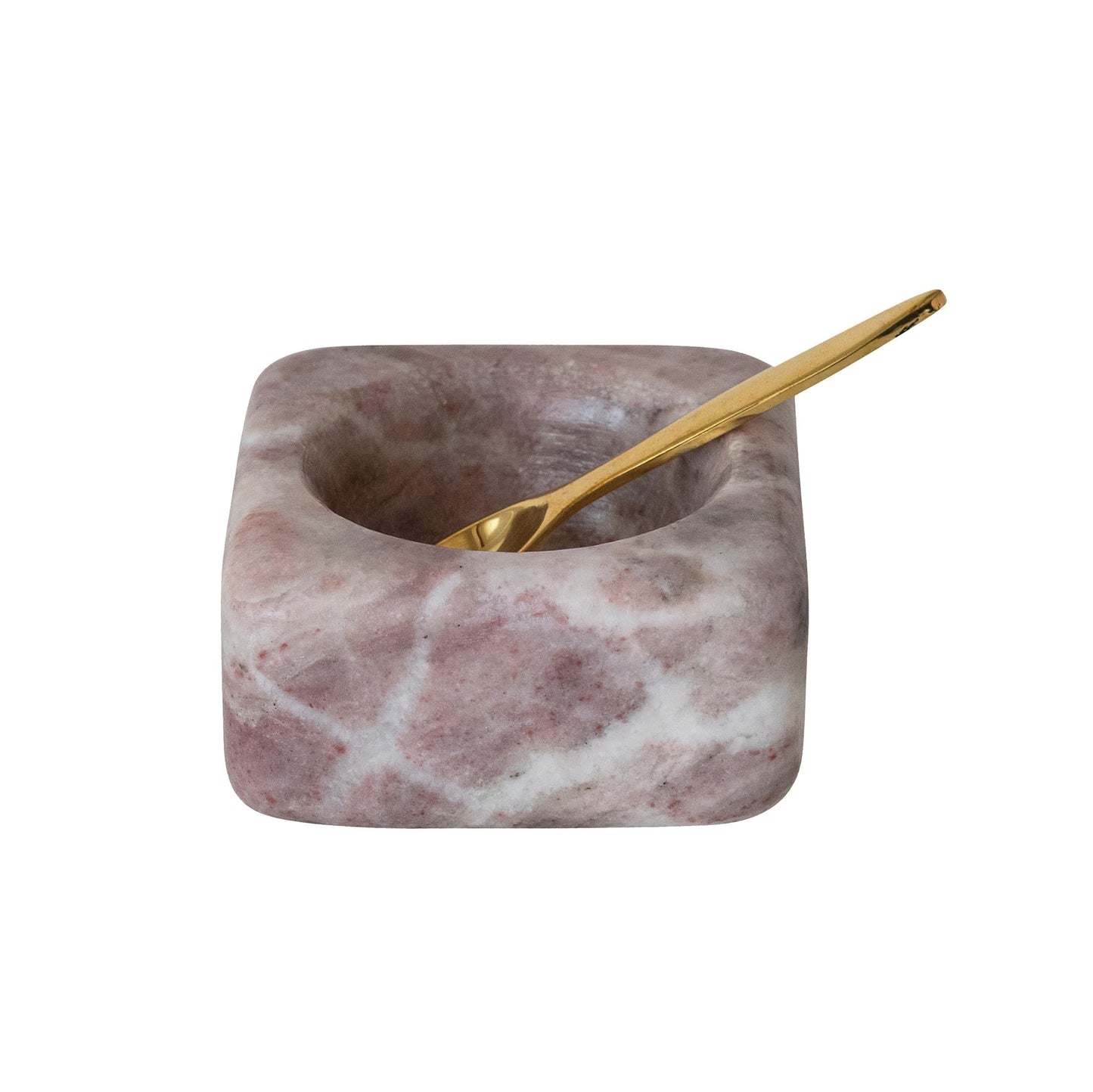Bloomingville Marble Bowl with Brass Spoon, Pink