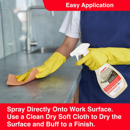 UNIKA Granite and Quartz Worktop Cleaner Spray 500ml – Daily Non-Abrasive Surface Cleaner for Kitchen, Marble, Natural Stone – Biodegradable & High Gloss Finish