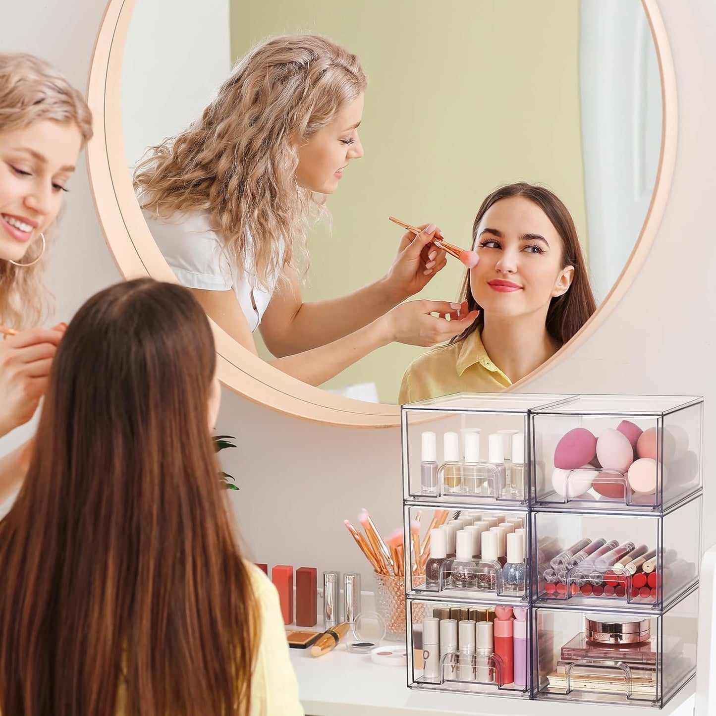 Vtopmart 4 Pack Clear Small Stackable Storage Drawers, Acrylic Bathroom Makeup Organiser, Plastic Storage Box For Vanity, Under Sink, Kitchen Cupboard, Pantry, Home Organization