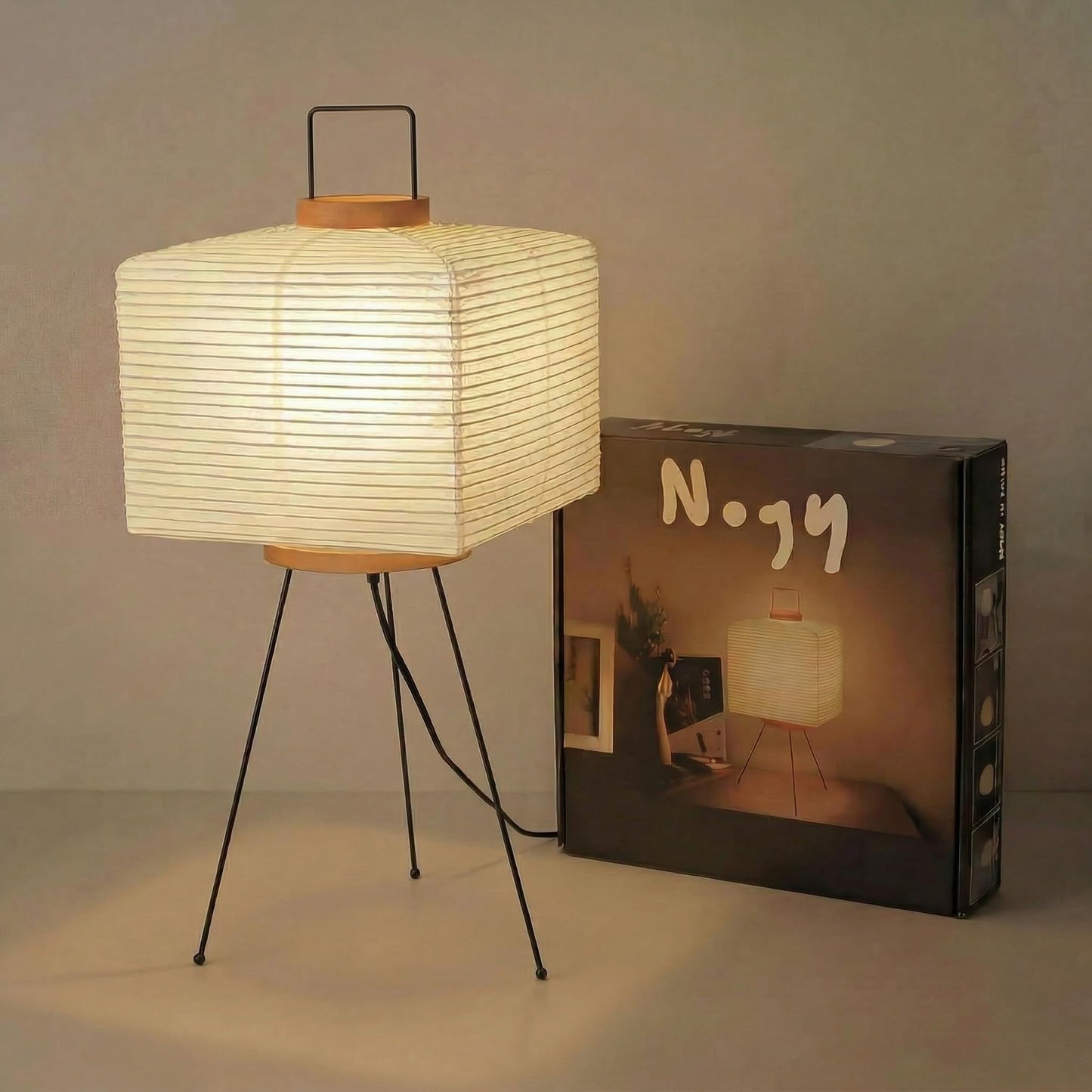 Akari Noguchi Japanese Paper Floor Lamp • Rice Paper Lantern Lamp • Japanese Japandi Floor Lamp for Soft Ambient Lighting