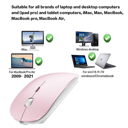 Bluetooth Wireless Mouse for Laptop mac MacBook ipad MacBook air MacBook pro pc Desktop Computer Windows Chromebook Notebook (Silver)