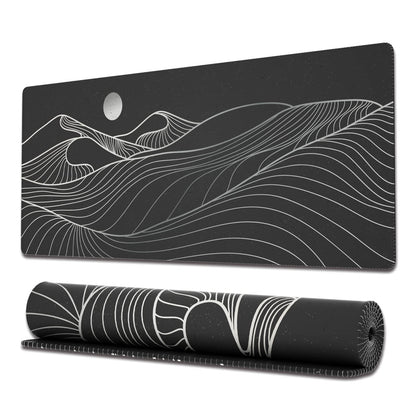 Ovenbird Large Gaming Mouse Pad with Stitched Edges, Minimalist Mountains Desk Mat, Extended XL Mousepad with Anti-Slip Base, Cute Desk Pad for Keyboard and Mouse, 31.5 x 11.8 in, Black and White