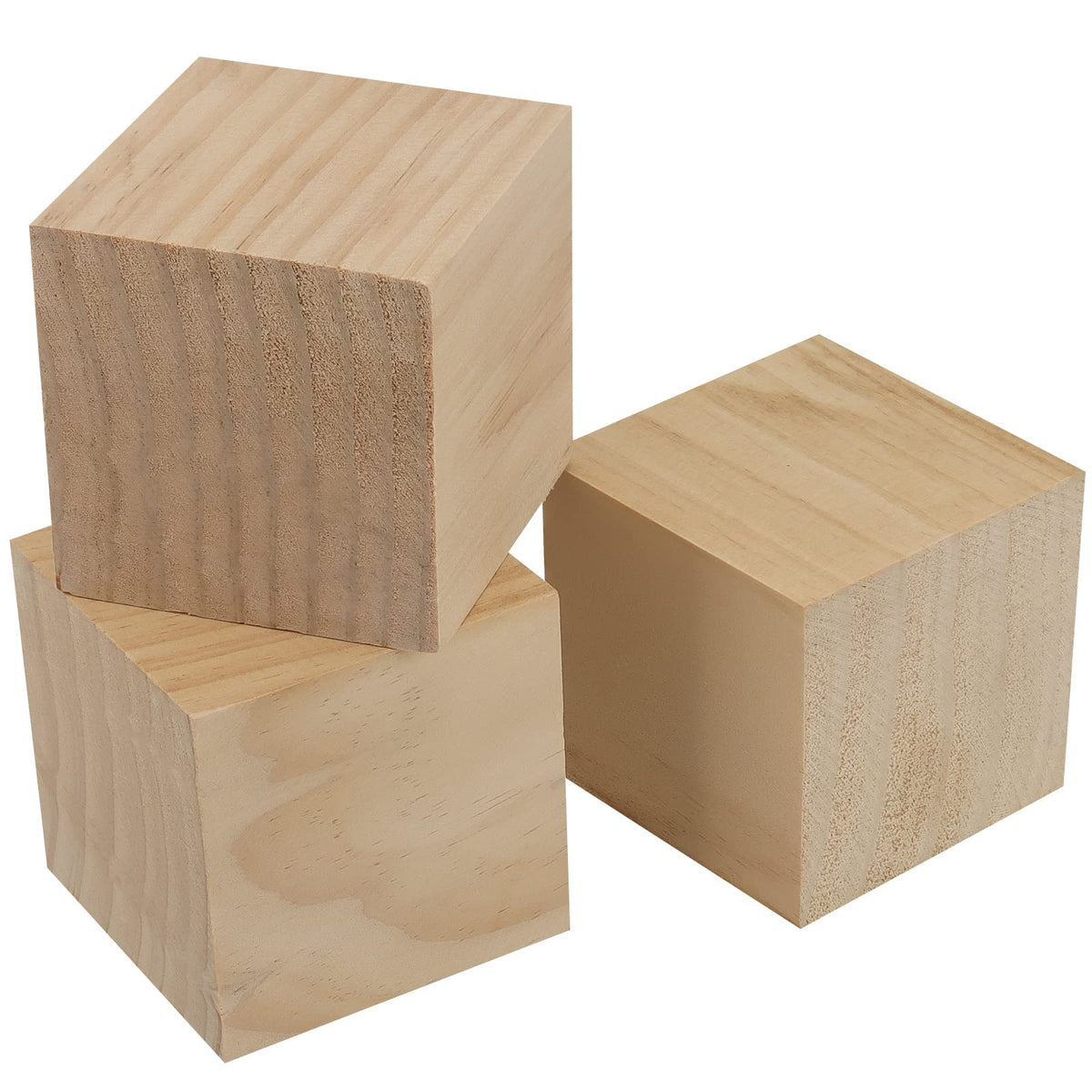HOZEON 8 PCS 3 Inch Wooden Cubes, Natural Unfinished Wood Blocks, Large Wood Square Blocks for Crafts, Painting, Puzzle Making, Decorating, DIY Projects