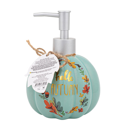 Simple Pleasures Autumn Teal Pumpkin Hand Soap Dispenser with Scented Liquid Soap - Decorative Hand Pump Refillable Soap Dispenser for Kitchen and Bathroom Sinks