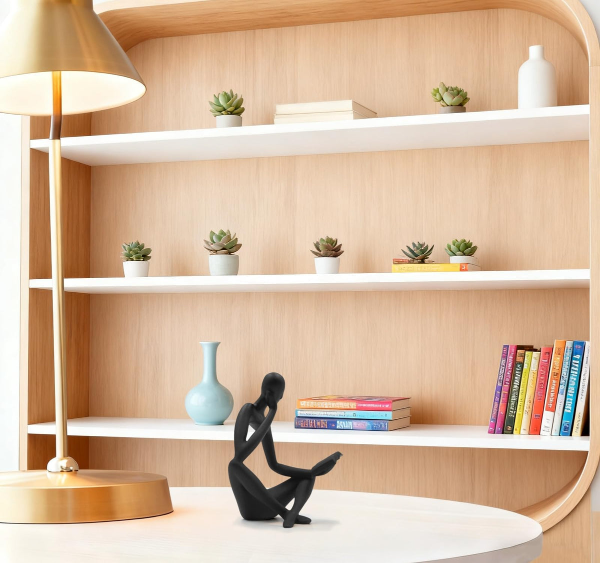 ZMLOOK "Reading Woman Thinker Sculpture is a Modern Abstract Decorative piece, a Favorite Among Book Lovers and Thinkers, Suitable for Placement in Living Rooms, Offices, and bedrooms. (Black B)
